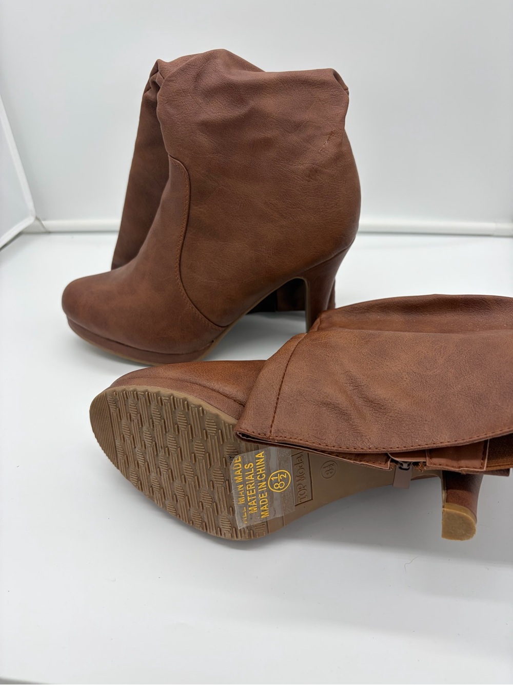 Women's Brown Faux-Leather Ankle Boots - Brown